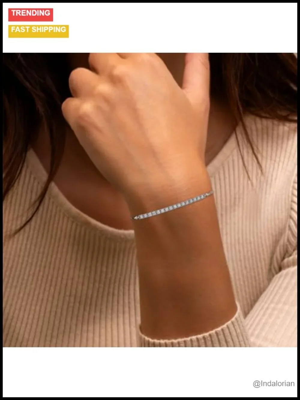 Sterling Silver Lab Grown Diamond Bolo Bracelet Adjustable